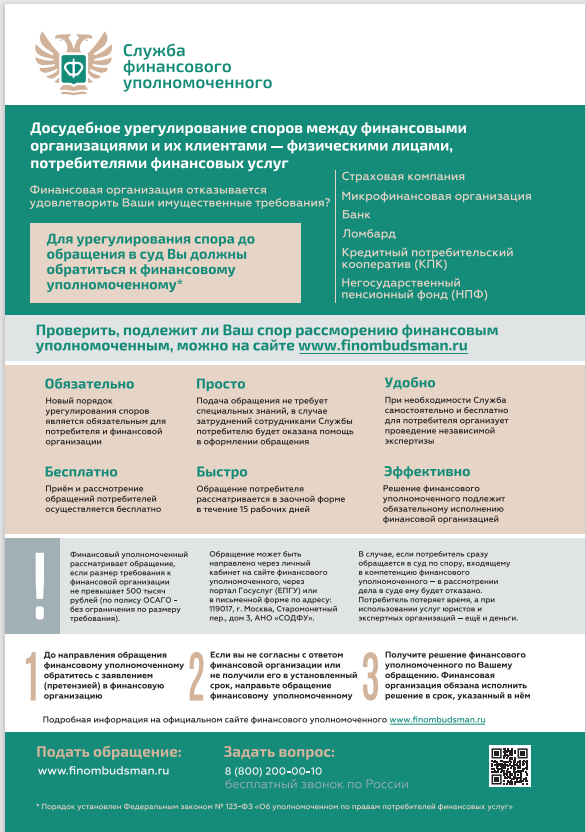 ВНИМАНИЕ! Материалы о службе  финансового уполномоченного.